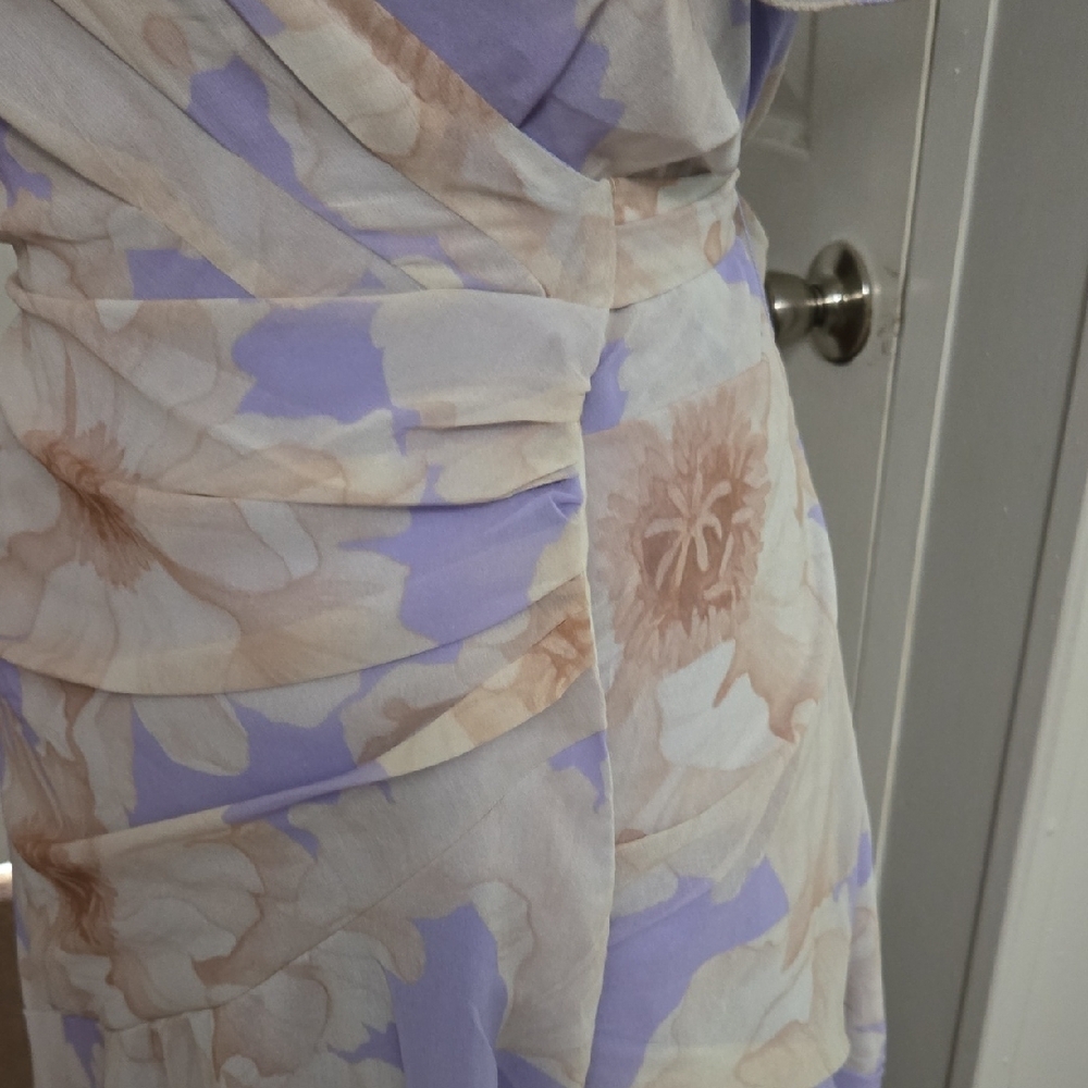 Hutch Asymmetrical Dress in Lavender and Cream - Picture 5 of 8